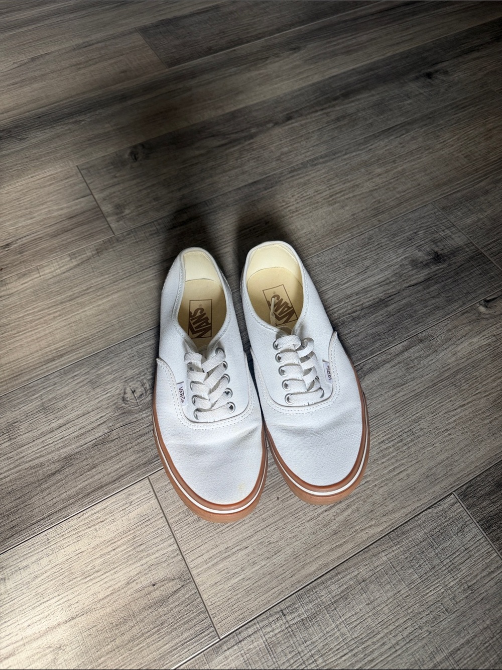Vans White Canvas Low-Top Sneakers with Gum Sole